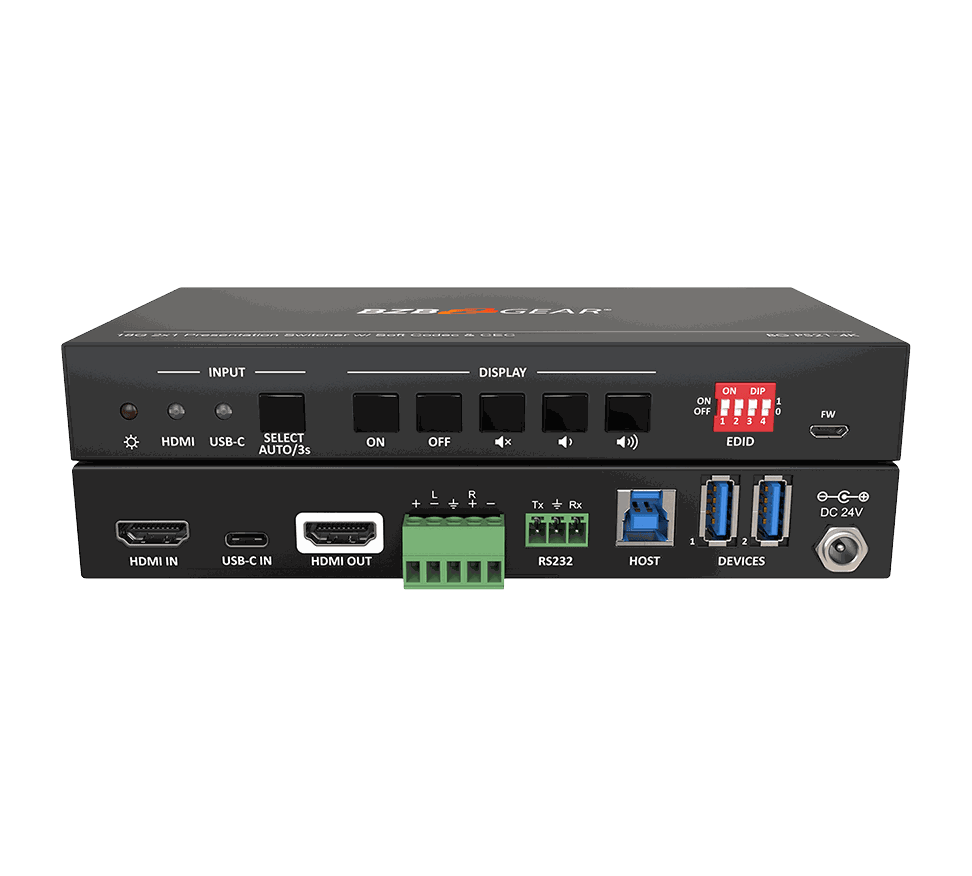 BZBGear BG-PS21-4K 2-Port 4K KVM Presentation Switcher