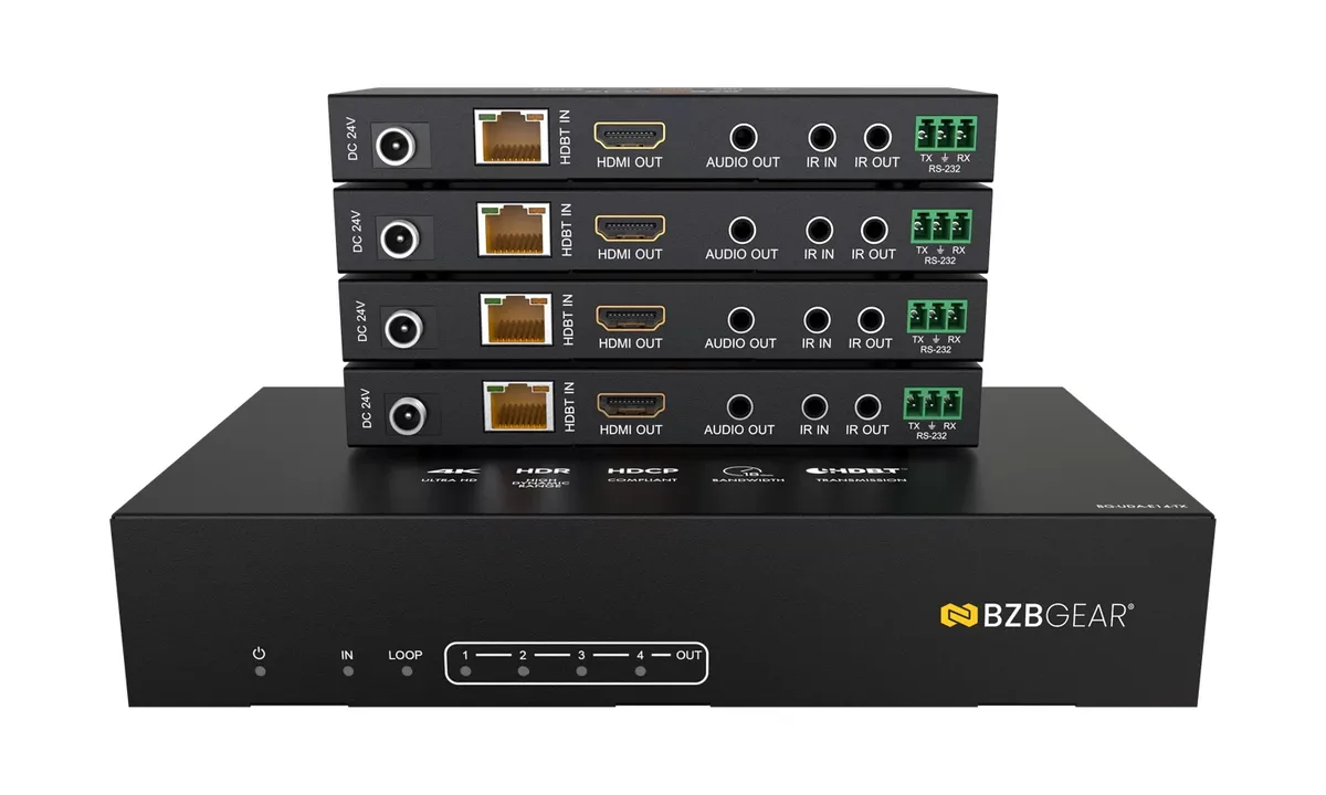 BZBGear BG-UDA-E14 1x4 HDBaseT Splitter Kit with Four Receivers - view 2
