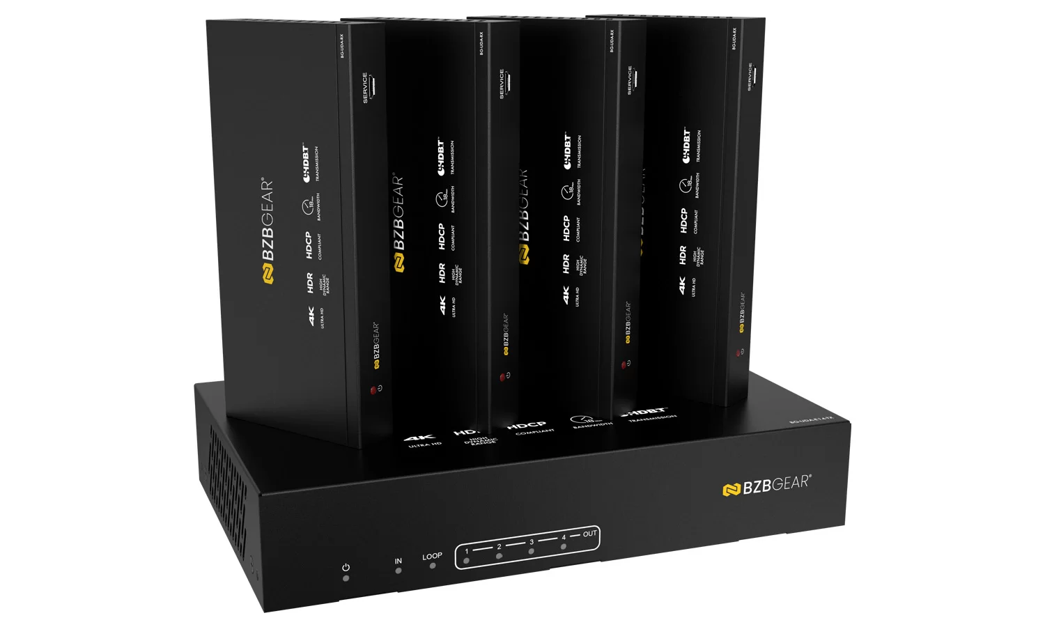 BZBGear BG-UDA-E14 1x4 HDBaseT Splitter Kit with Four Receivers - view 3