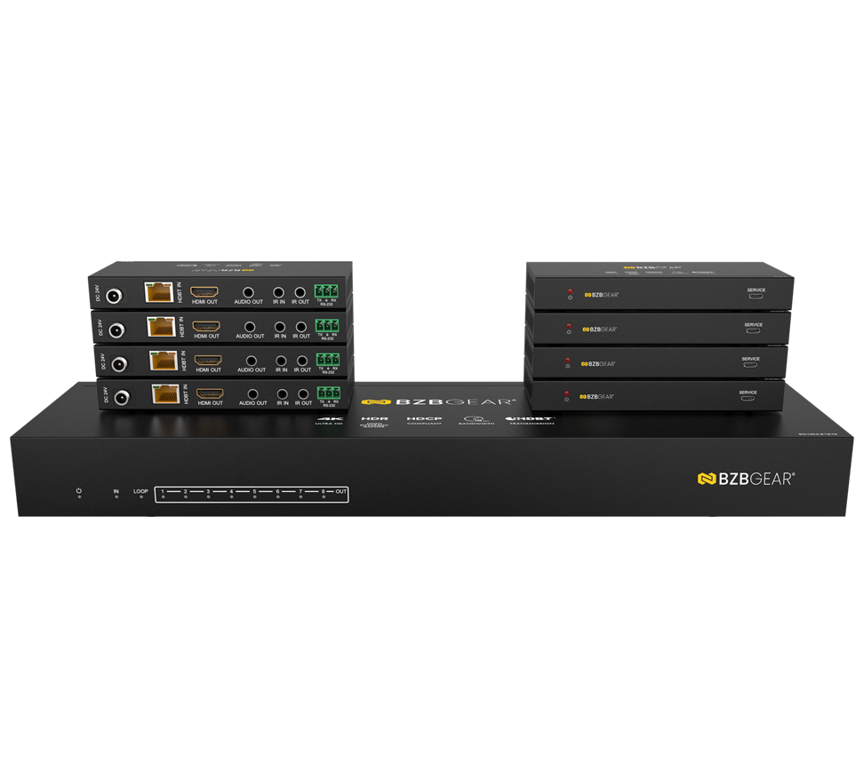 BZBGear BG-UDA-E18 1x8 HDBaseT Splitter Kit with Eight Receivers