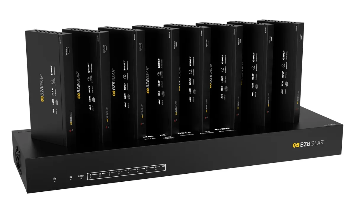BZBGear BG-UDA-E18 1x8 HDBaseT Splitter Kit with Eight Receivers - view 3