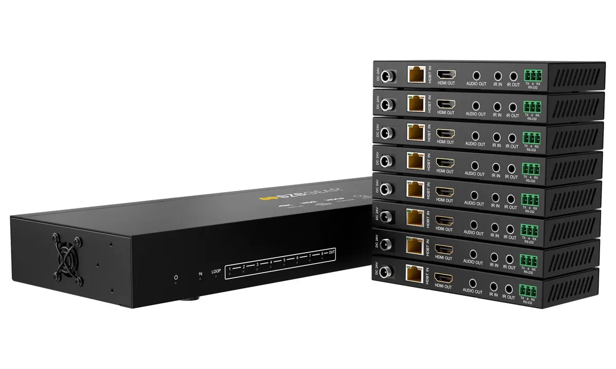 BZBGear BG-UDA-E18 1x8 HDBaseT Splitter Kit with Eight Receivers - view 4