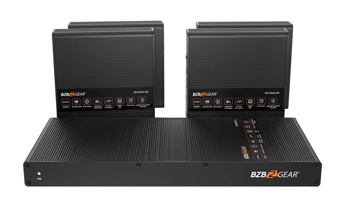 BZBGear BG-UDAIC-E14 1x4 HDMI Splitter Kit with Four Receivers - view 2