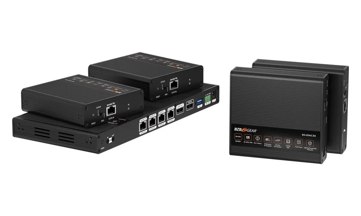 BZBGear BG-UDAIC-E14 1x4 HDMI Splitter Kit with Four Receivers - view 3