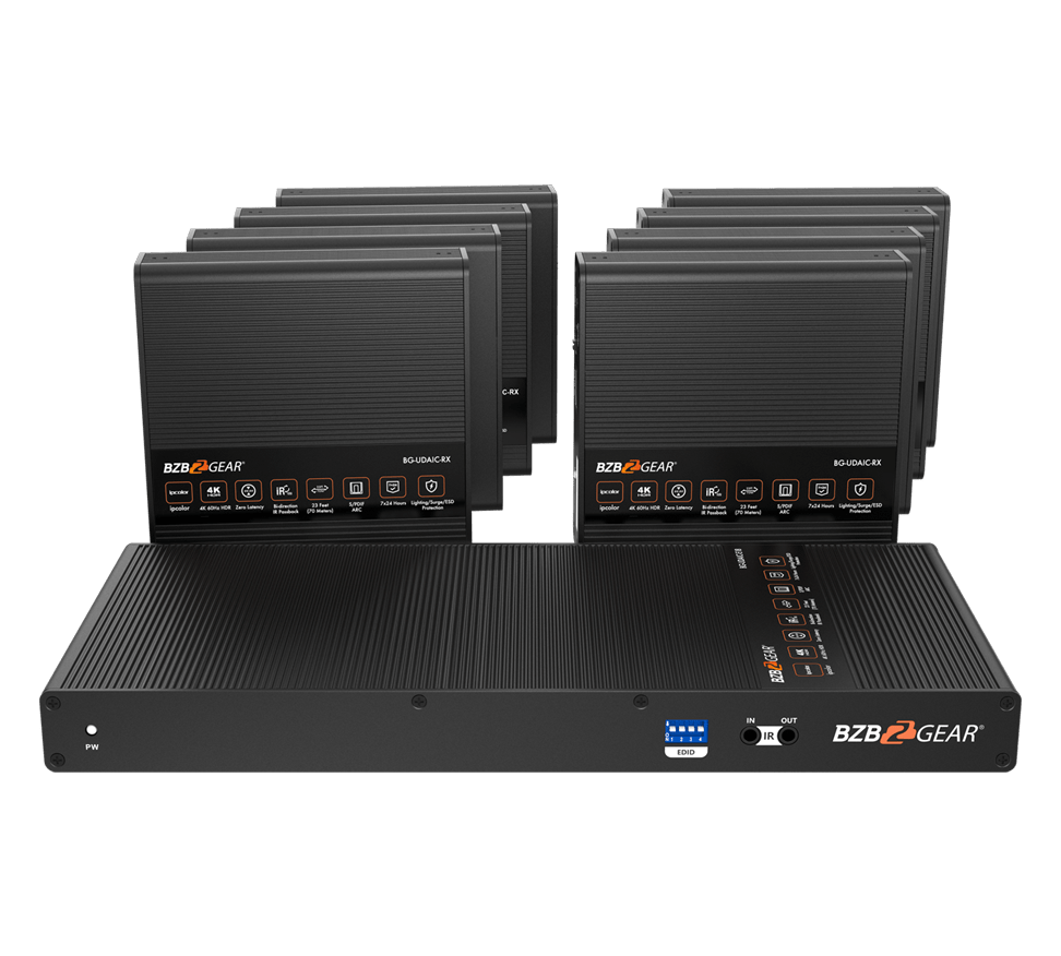 BZBGear BG-UDAIC-E18 1x8 HDMI Splitter Kit with Eight Receivers