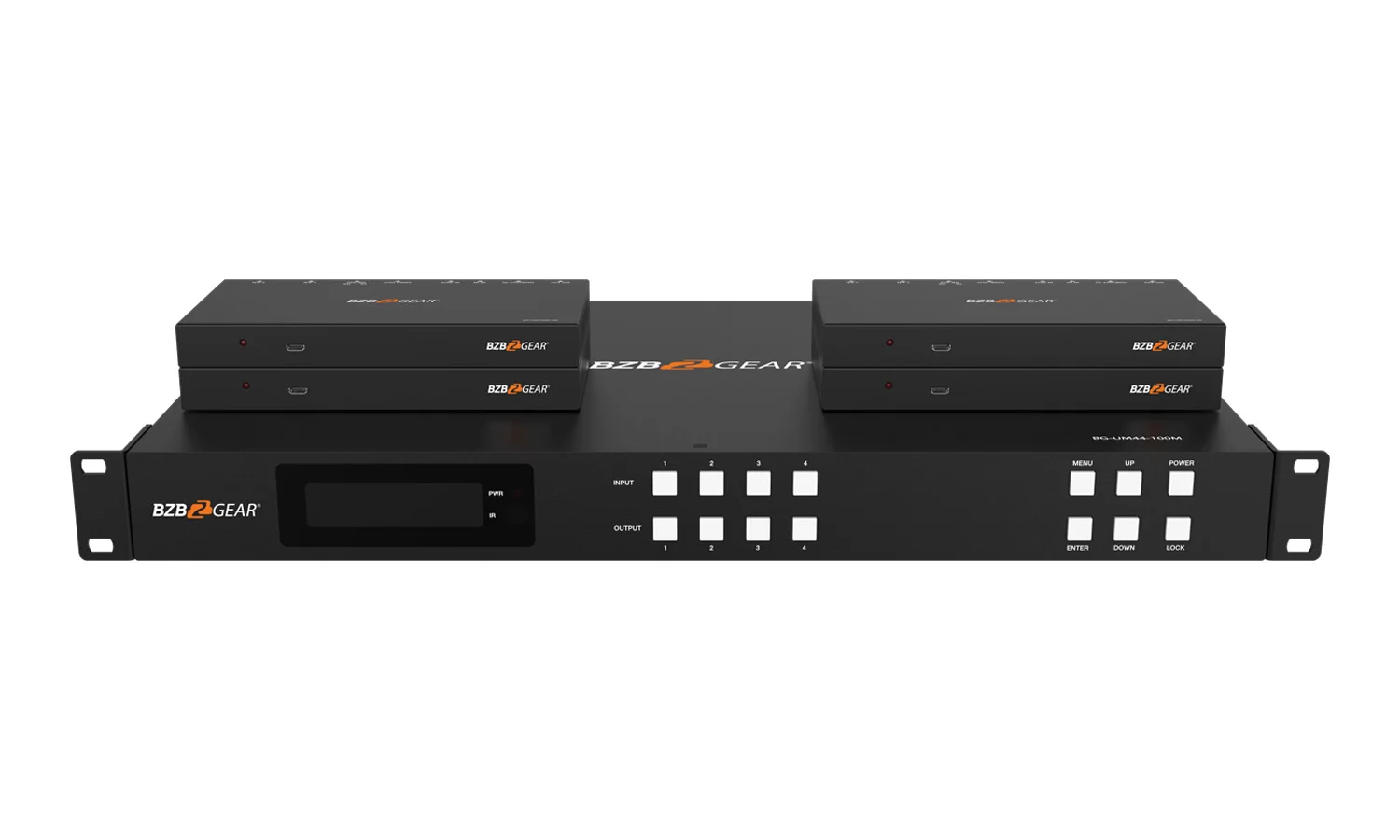 BZBGear BG-UM44-100M-KIT 4x4 HDBaseT Matrix Kit with Four Receivers - view 2