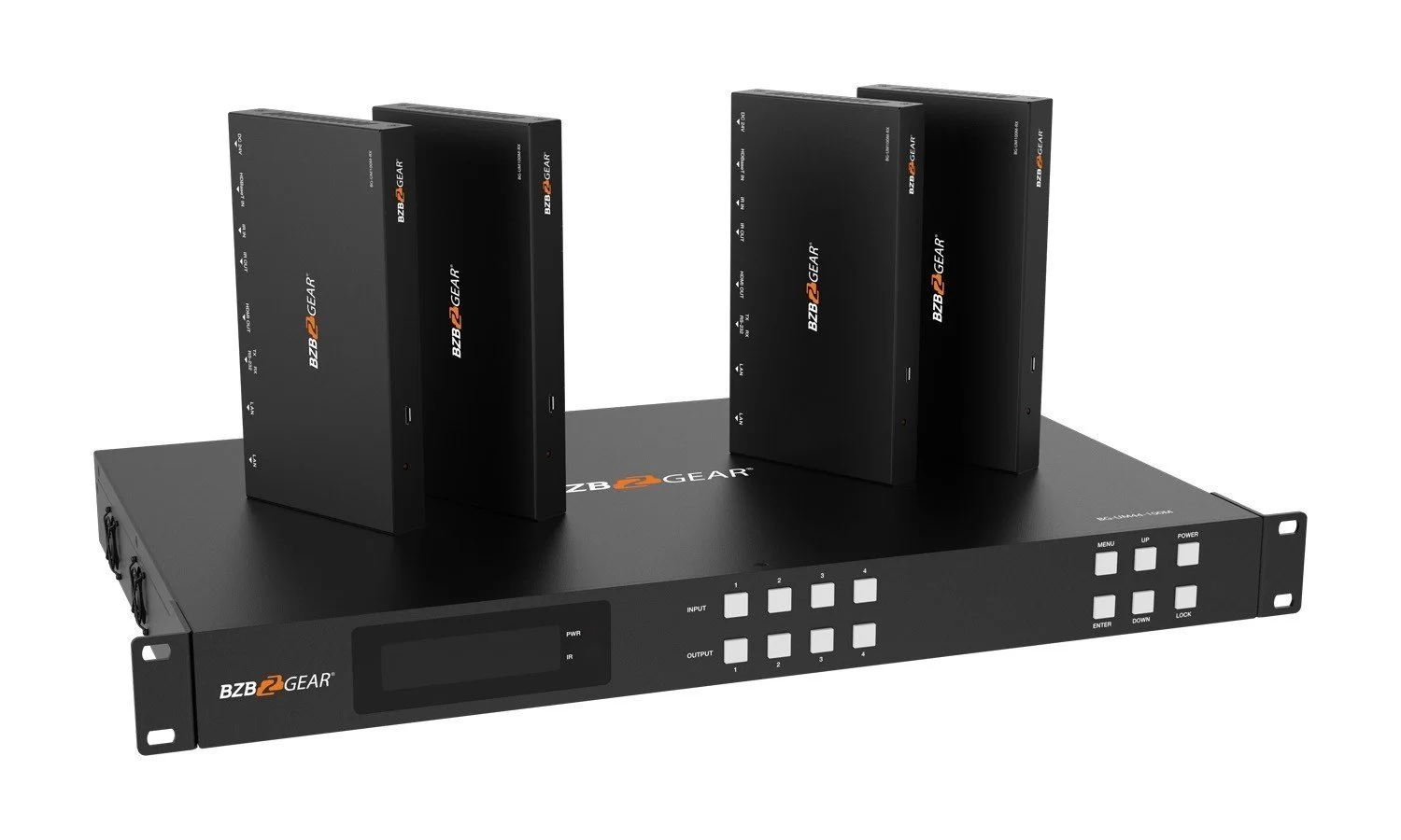 BZBGear BG-UM44-100M-KIT 4x4 HDBaseT Matrix Kit with Four Receivers - view 3