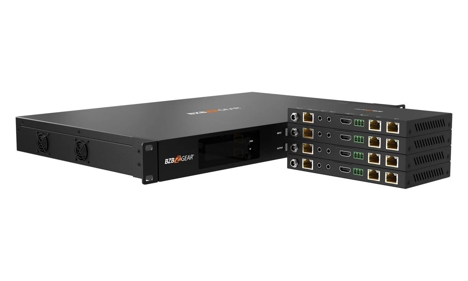 BZBGear BG-UM44-100M-KIT 4x4 HDBaseT Matrix Kit with Four Receivers - view 4