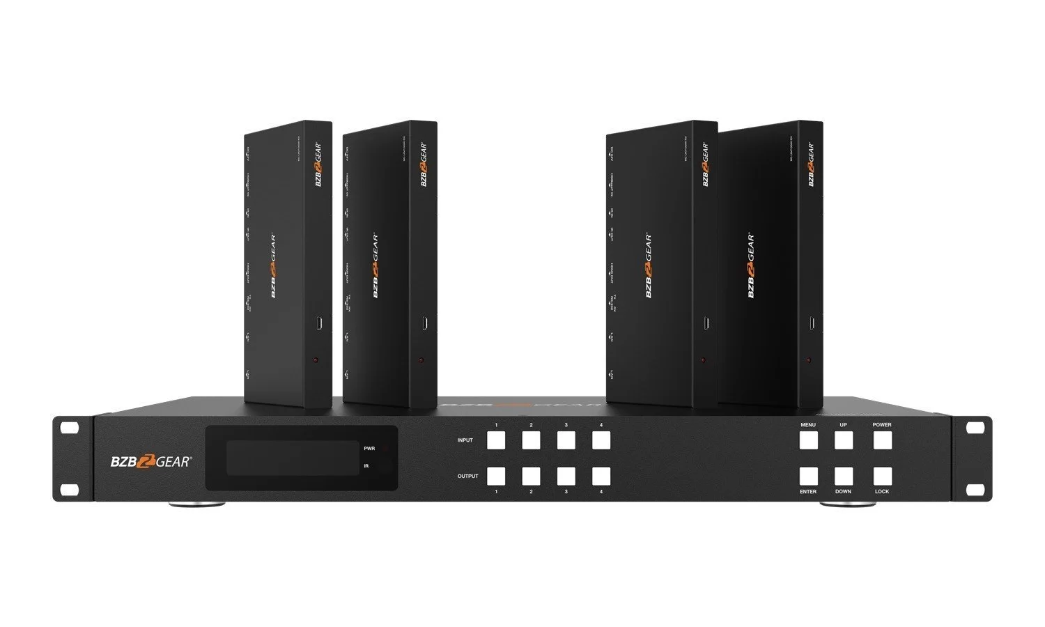 BZBGear BG-UM44-100M-KIT 4x4 HDBaseT Matrix Kit with Four Receivers - view 5