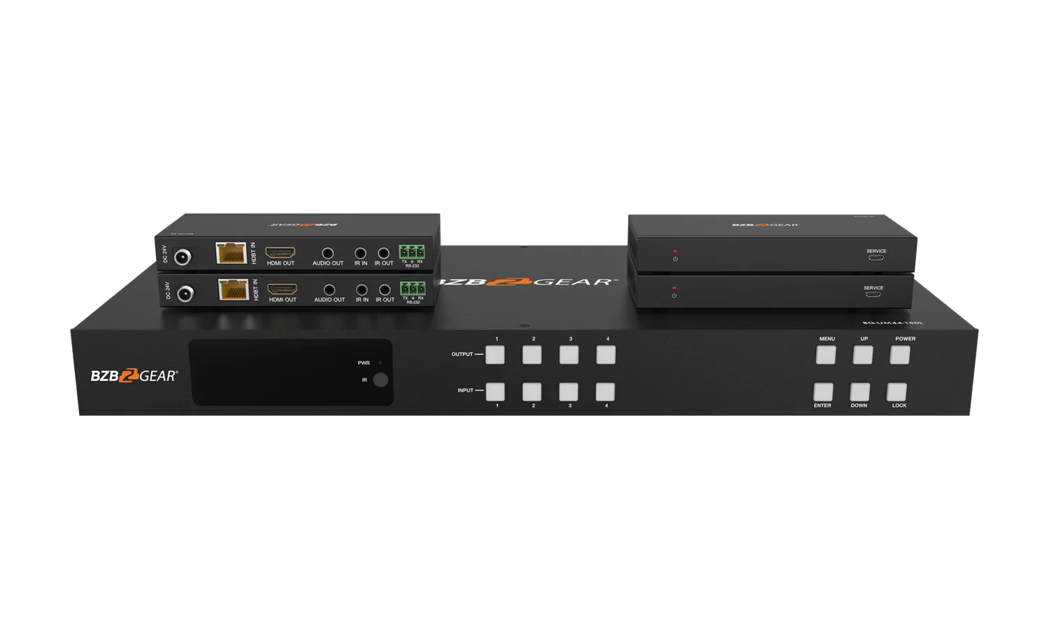 BZBGear BG-UM44-150L-KIT 4x4 HDBaseT Matrix Kit with Long-Range Receivers - view 2