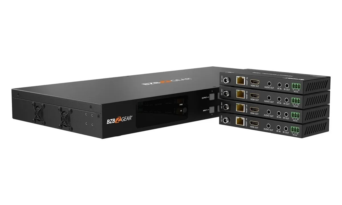BZBGear BG-UM44-150L-KIT 4x4 HDBaseT Matrix Kit with Long-Range Receivers - view 4