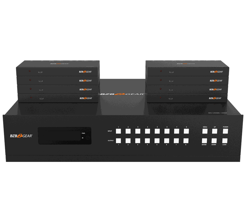 BZBGear BG-UM88-100M-KIT 8x8 HDBaseT Matrix Kit with Eight Receivers
