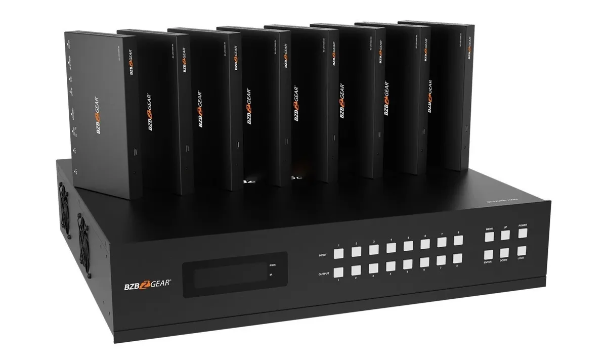 BZBGear BG-UM88-100M-KIT 8x8 HDBaseT Matrix Kit with Eight Receivers - view 3