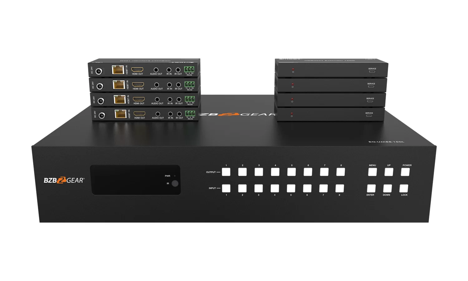 BZBGear BG-UM88-150L-KIT 8x8 HDBaseT Matrix Kit with Long-Range Receivers - view 2