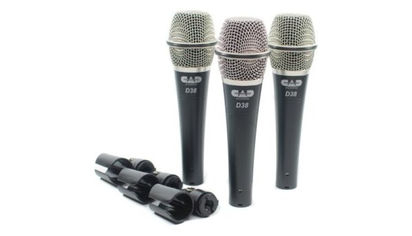 CAD D38 Supercardioid Dynamic Instrument Microphone, 3-Pack