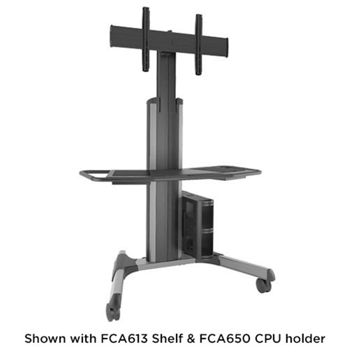 Chief LPAUS Large Fusion Manual Height Adjustable Mobile AV Cart Silver