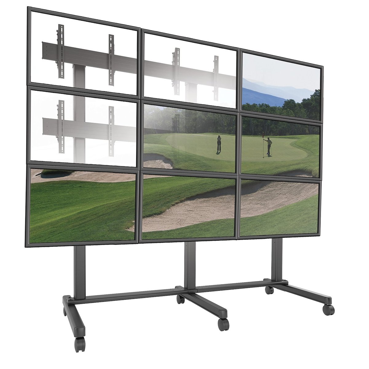 Chief LVM3X3U Fusion 3x3 Micro-Adjustable Large Freestanding Video Wall Cart - view 2