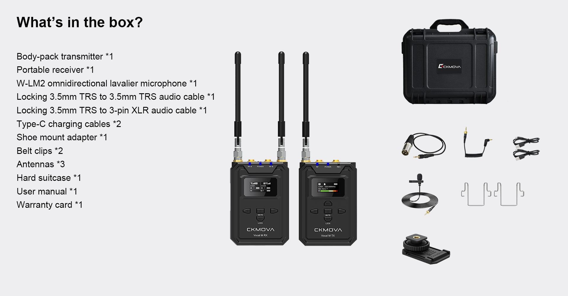 CKMOVA Vocal M V1 UHF Lavalier Wireless Microphone System with Recorder - view 4