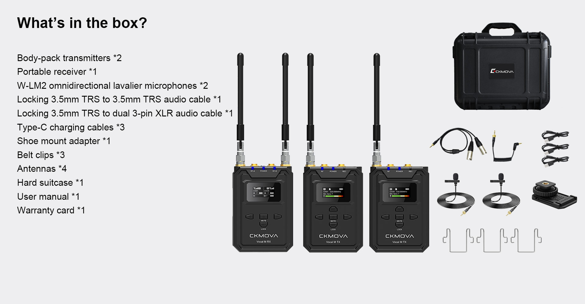 CKMOVA Vocal M V2 UHF 2-Person Wireless Microphone with Recorder - view 6