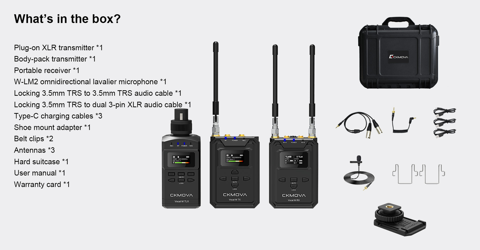 CKMOVA Vocal M V4 Wireless Dual System w/Lavalier & Plug-on Transmitter - view 8