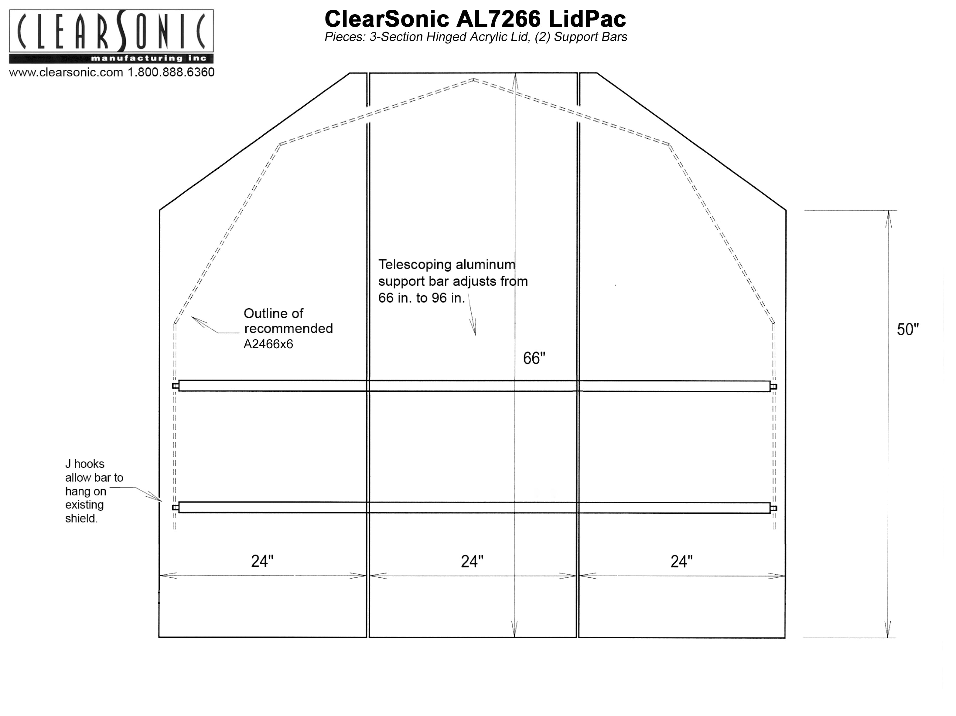 Clearsonic AL7266 Clear Acrylic Drum Shield Lid - view 2