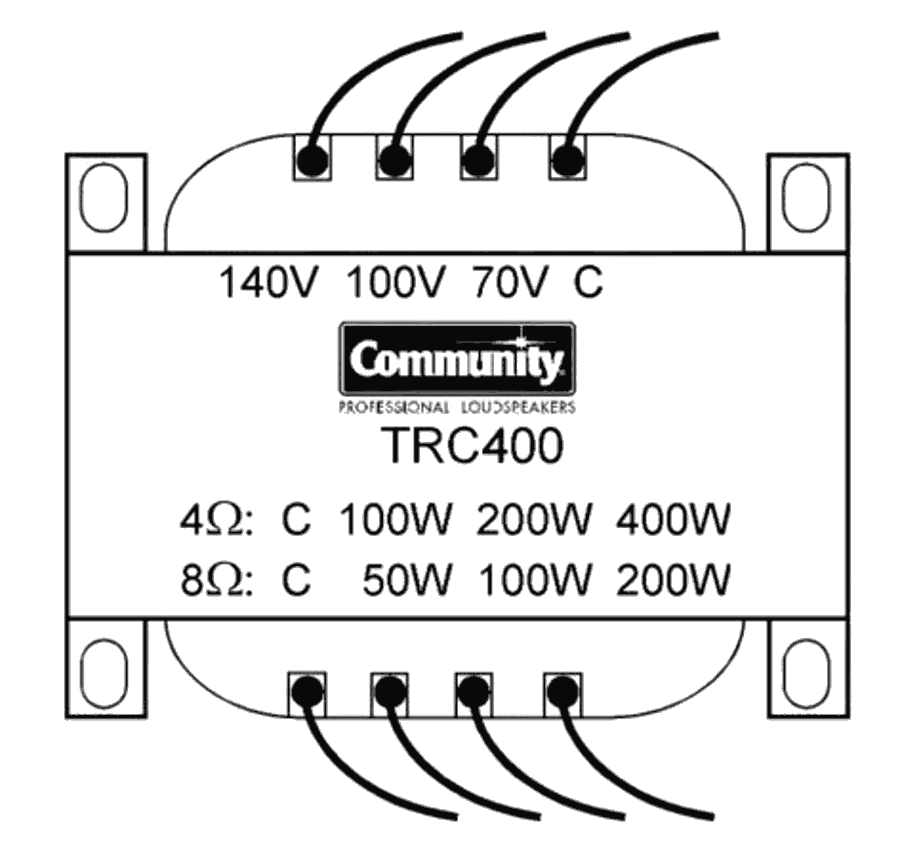 Community TRC400 400W 70/100/140V 4-ohm Line Transformer product image