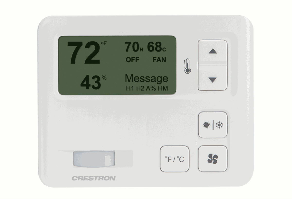 Crestron CHV-TSTAT-FCU-PIR-10-W-T 0-10V Fan-Coil Thermostat with PIR, White Textured product image