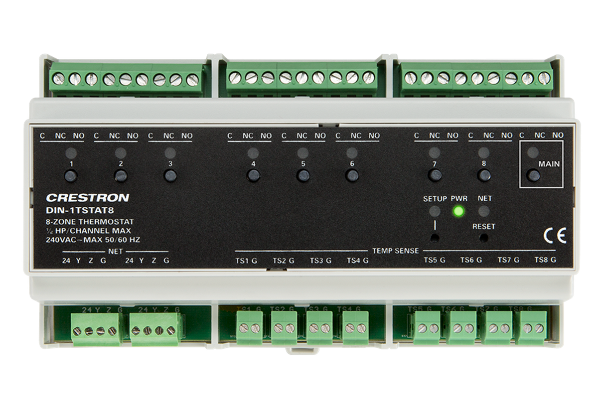 Crestron DIN-1TSTAT8 8-Zone Radiant Heat Thermostat, DIN Rail Mount product image