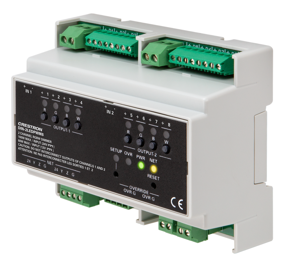 Crestron DIN-2LEDPWM8 2 Channel RGBW LED Dimmer, DIN Rail Mount - view 2
