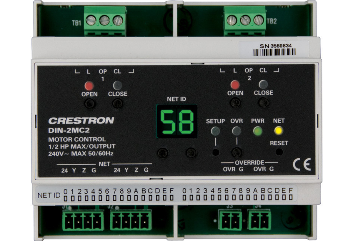 Crestron DIN-2MC2 DIN Rail Motor Control, 2 feeds, 2 channels product image