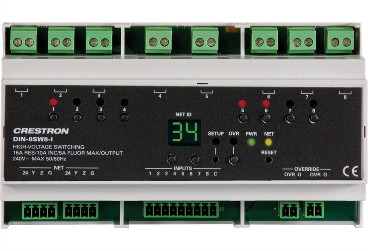 Crestron DIN-8SW8-I DIN Rail High-Voltage Switch with Digital Inputs