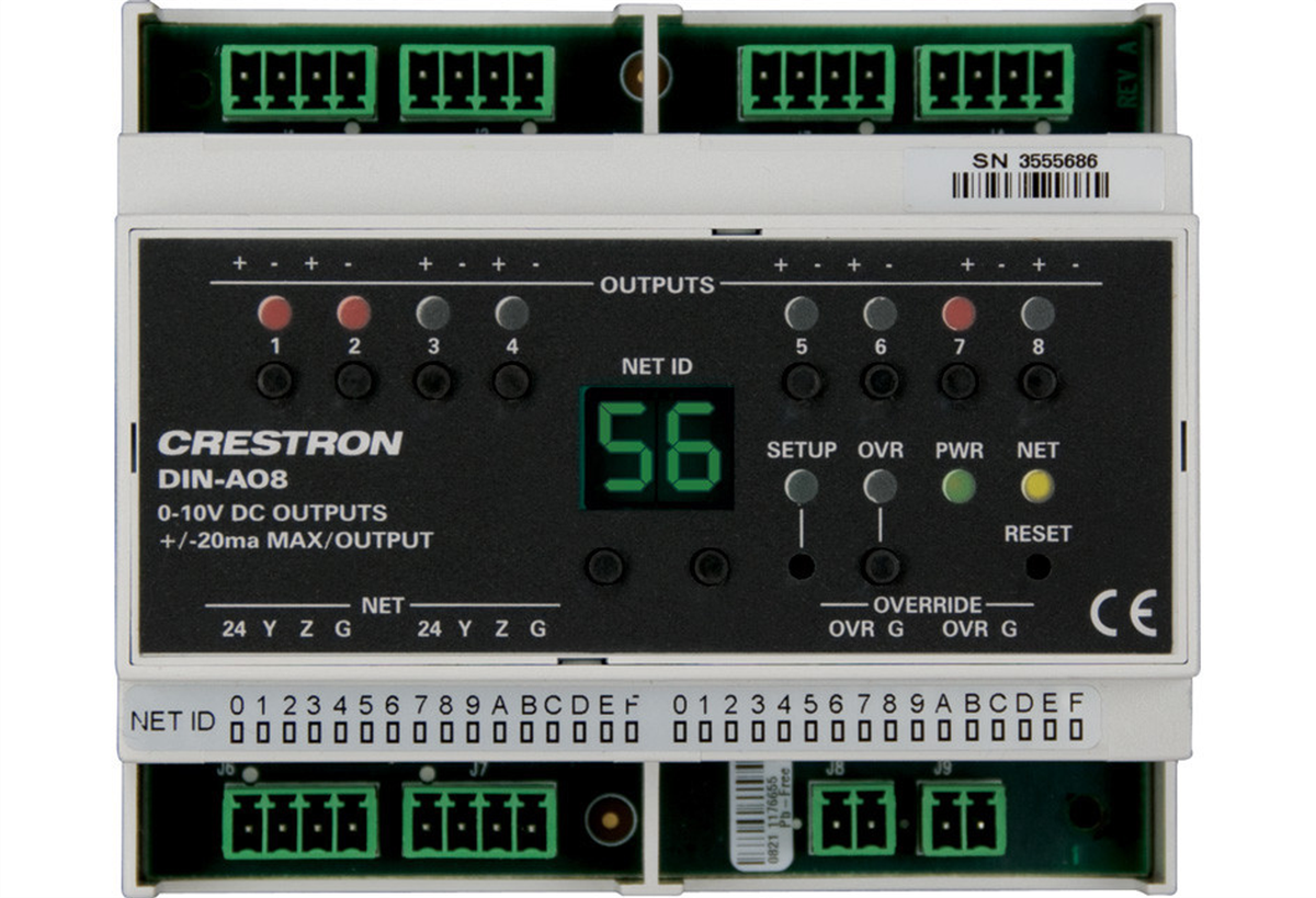Crestron DIN-AO8 DIN Rail Analog Output Module product image