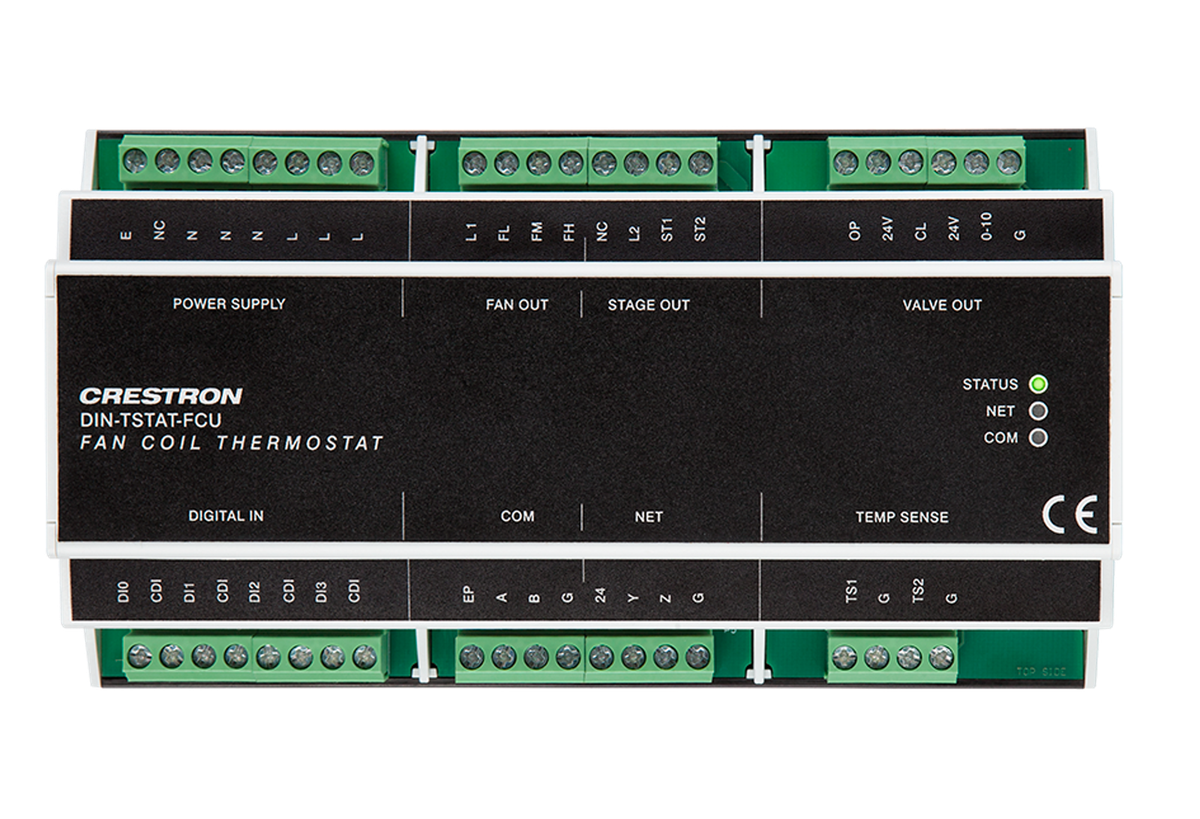 Crestron DIN-TSTAT-FCU DIN Rail Heating & Cooling Fan-Coil Thermostat product image