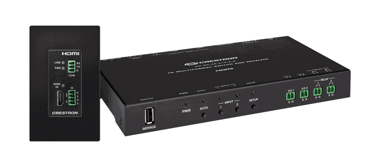 Crestron DM-EXT-1021-1G 4K 2x1 DM Essentials Scaling Auto-Switcher and Wall Plate Extender over