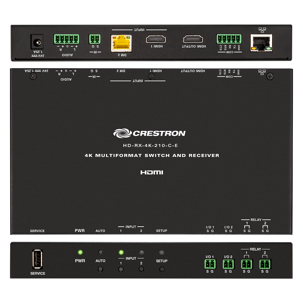 Crestron DM-EXT-1021 Kit 4K 2x1 DM Essentials Scaling Auto-Switcher and Extender over CATx Cable - view 2