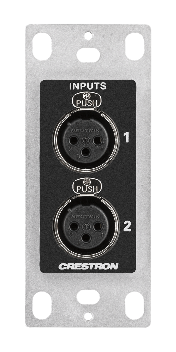 Crestron DM-NAX-2XLRI-1G DM NAX Audio-over-IP Wall Plate with XLR, Black, 1-Gang