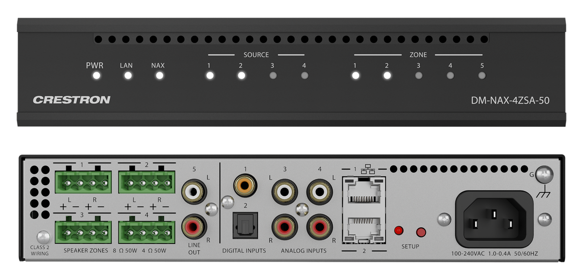 Crestron DM-NAX-4ZSA-50 DM NAX 4+1 Zone Streaming Amplifier - view 2