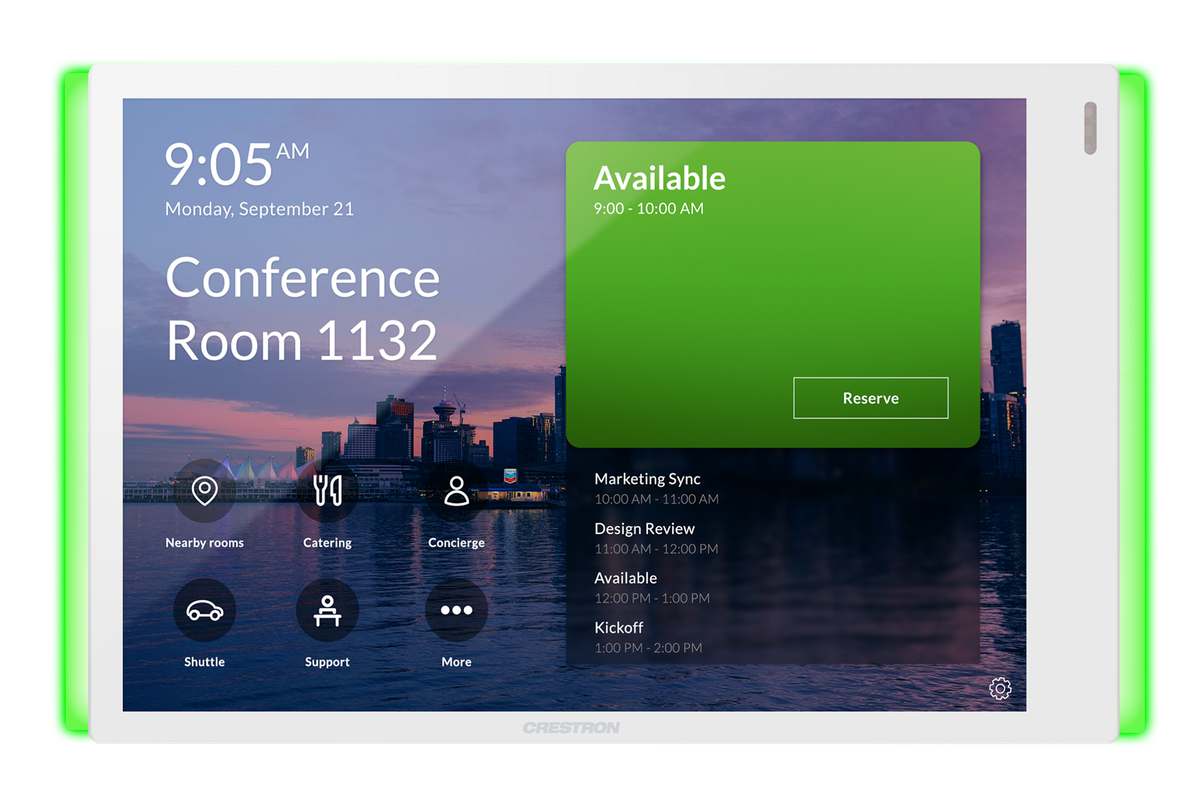Crestron TSS-770-T-W-S-LB KIT The 7 inch Microsoft Teams scheduling panel with light bar product image