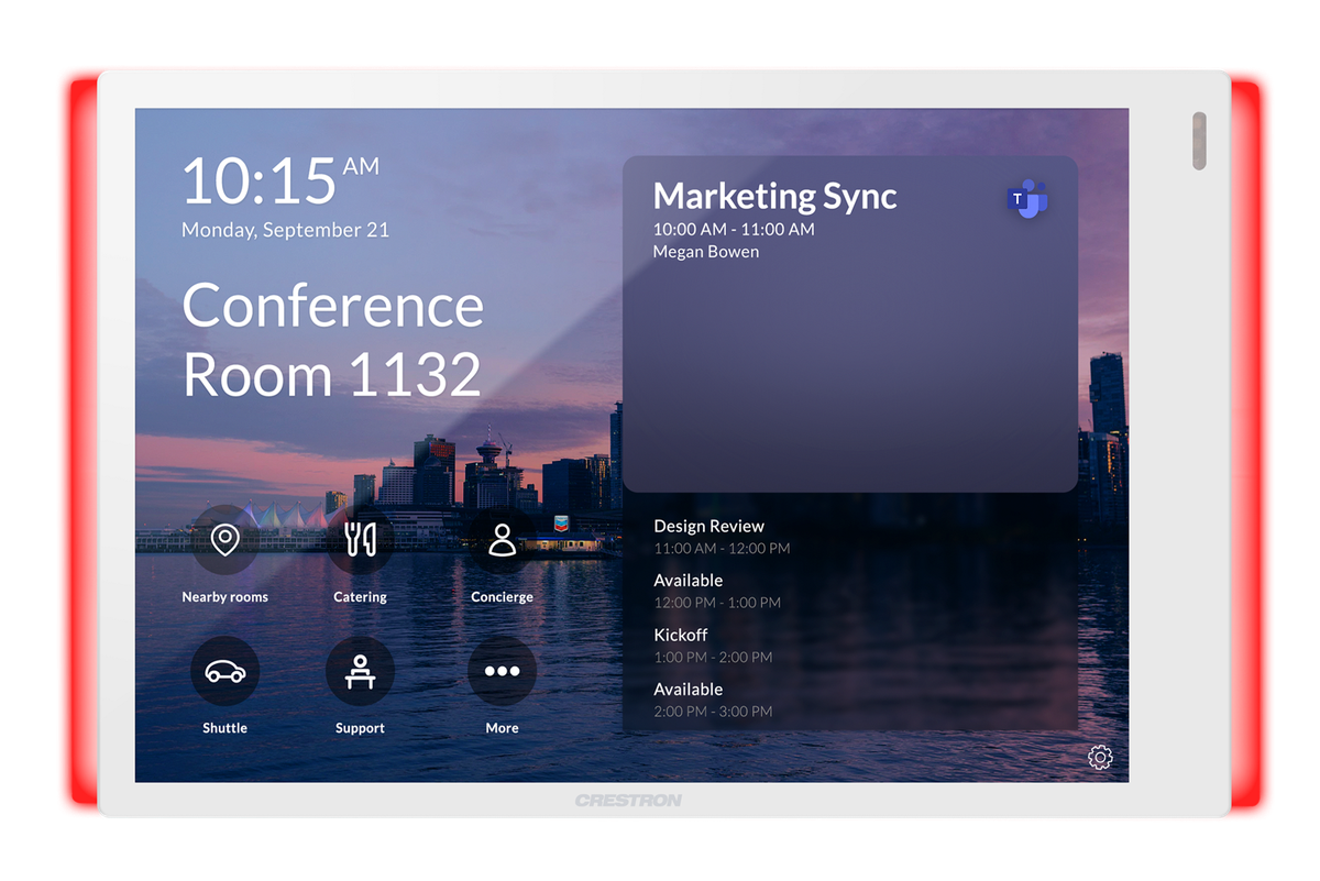 Crestron TSS-770-T-W-S-LB KIT The 7 inch Microsoft Teams scheduling panel with light bar - view 2
