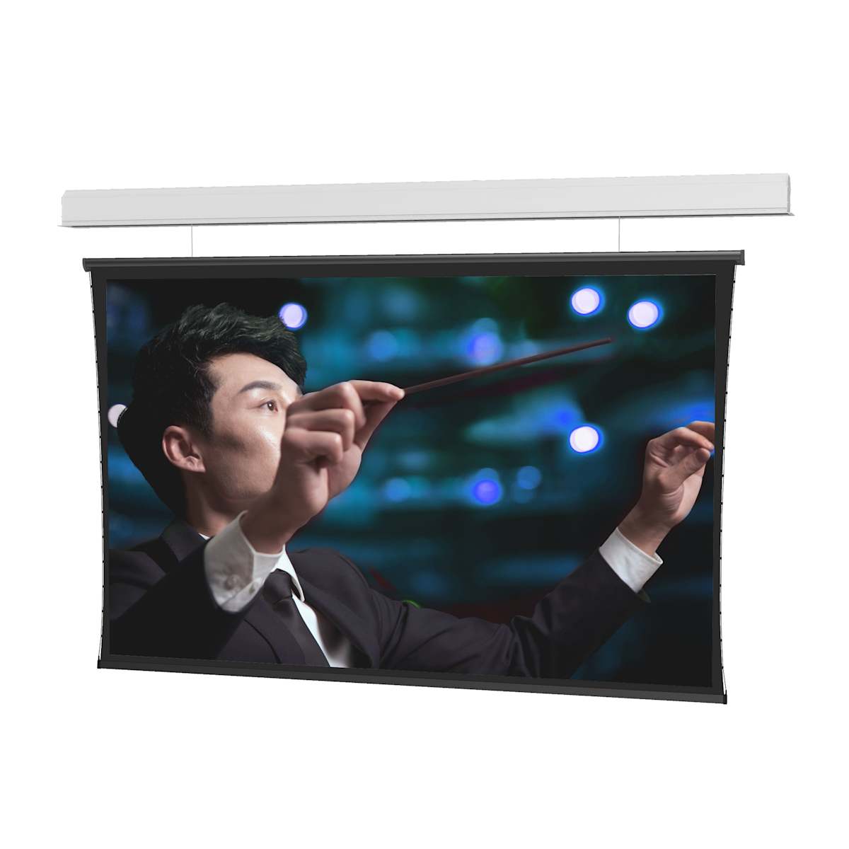 Wireline Advantage Series Ceiling-Recessed Electric Projection Screen HDTV (16:9), Parallax Stratos 1.0