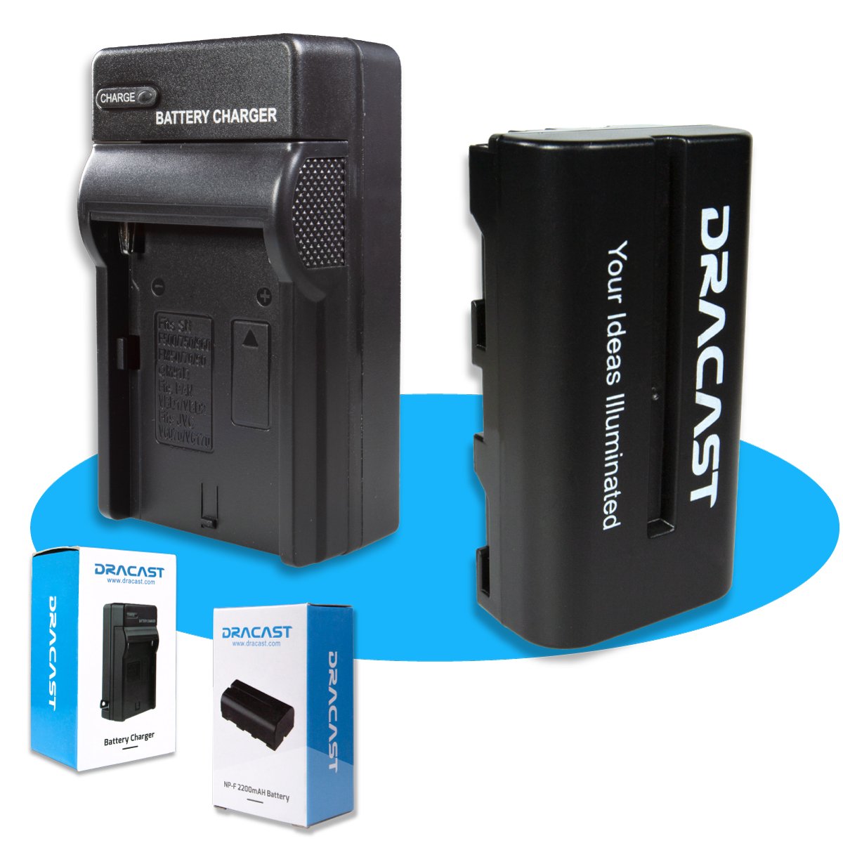Dracast 1x NP-F 2200mAh Battery and 1 Charger Kit