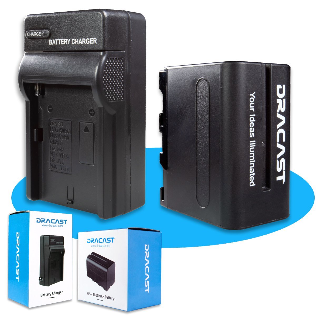 Dracast 1x NP-F 6600mAh Battery and 1 Charger Kit