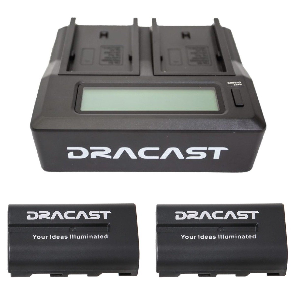 Dracast 2x NP-F 2200mAh Batteries and 1 Dual Mount Digital Charger Kit