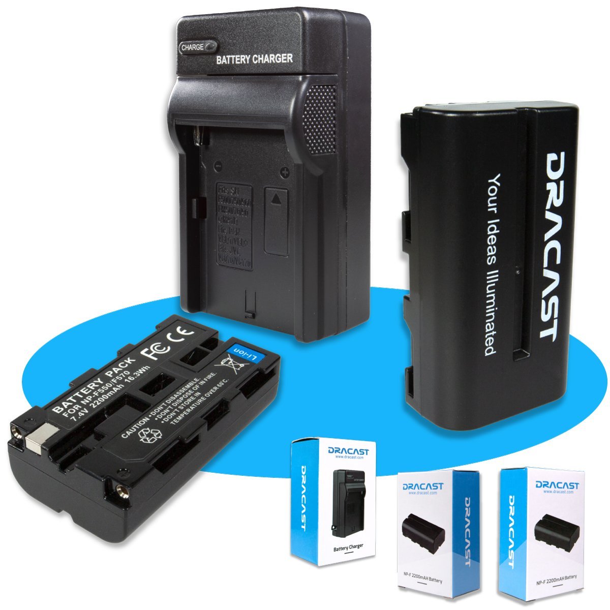 Dracast 2x NP-F 2200mAh Battery and 1 Charger Kit