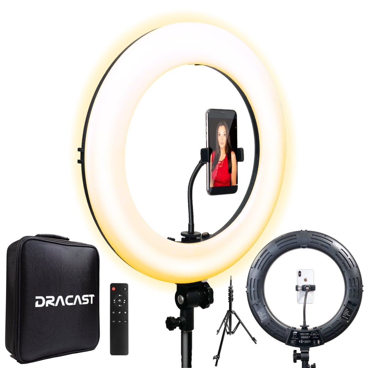 Dracast Halo Plus Series 180 Bicolor LED Ring light with Stand Kit product image