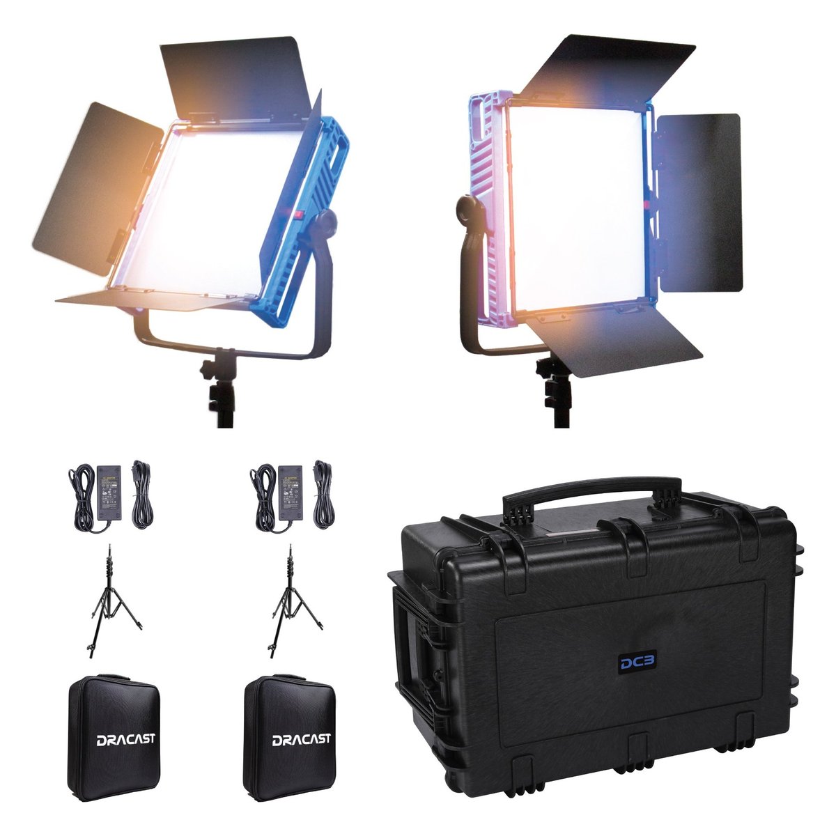 Dracast Kala Plus Series LED1000 Bi-Color LED 2 Light Kit with Injection Molded Travel Case - view 2