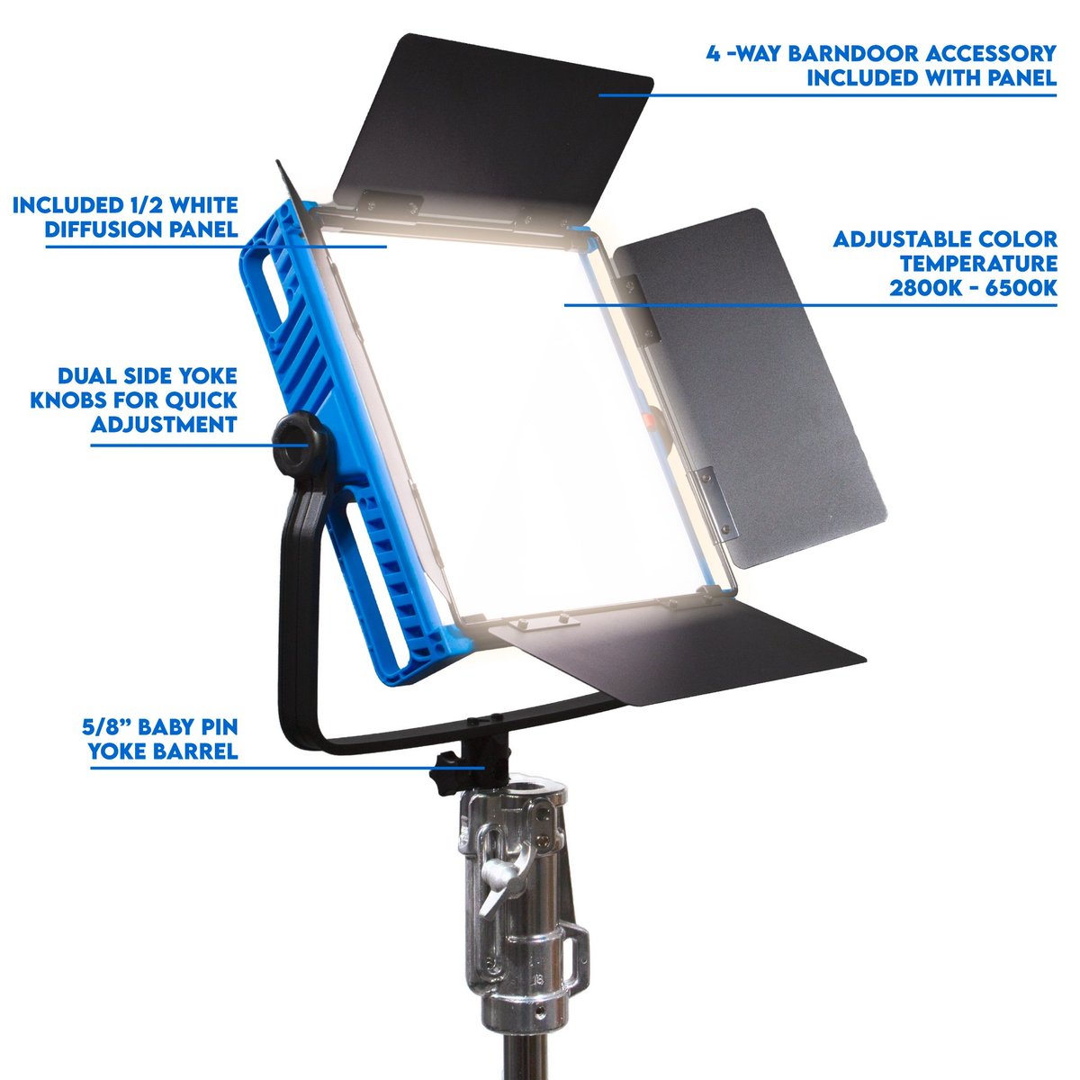 Dracast Kala Plus Series LED1000 Bi-Color LED 2 Light Kit with Injection Molded Travel Case - view 5