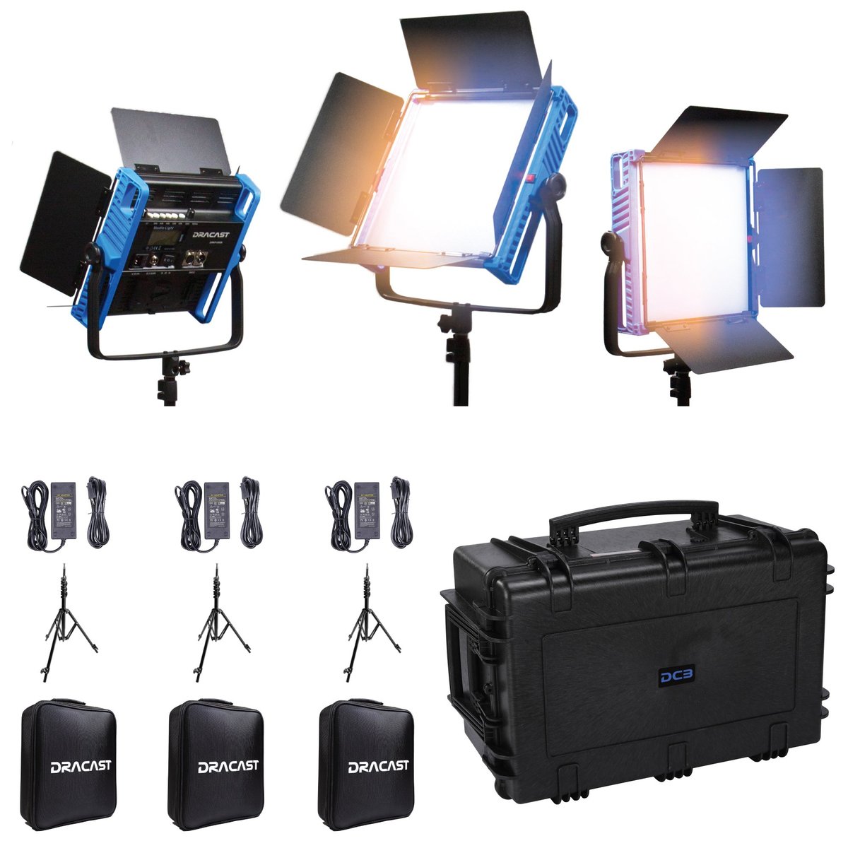 Dracast Kala Plus Series LED1000 Bi-Color LED 3 Light Kit with Injection Molded Travel Case - view 2