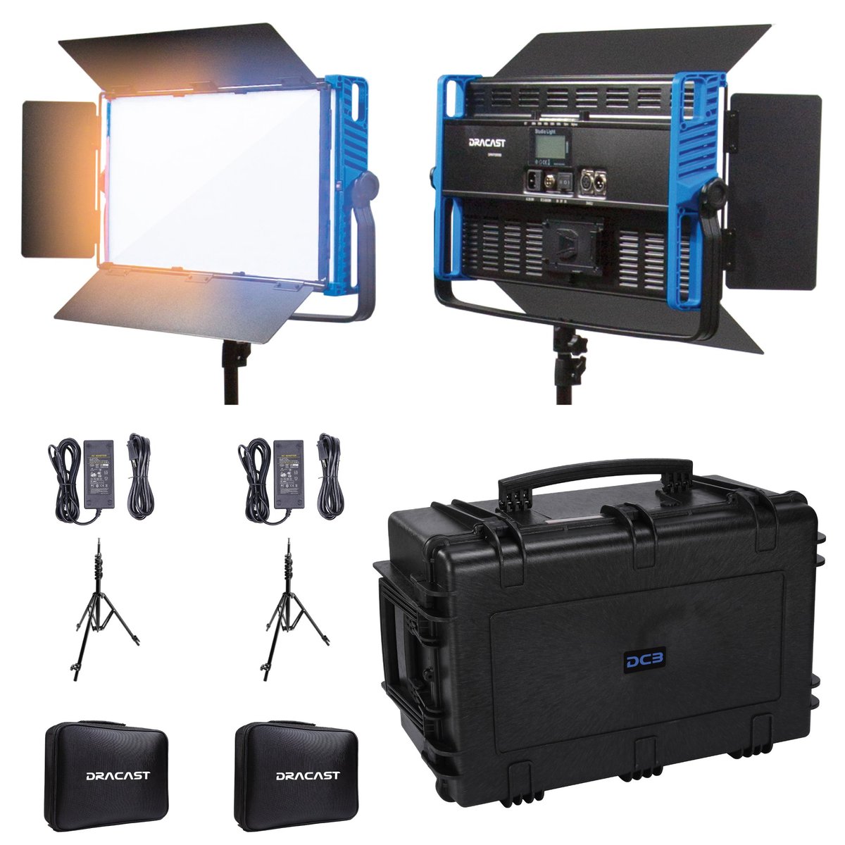 Dracast Kala Plus Series LED2000 Bi-Color LED 2 Light Kit with Injection Molded Travel Case - view 2