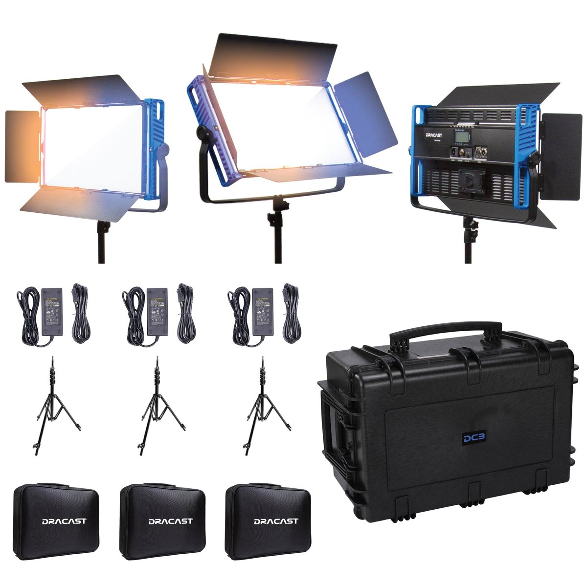 Dracast Kala Plus Series LED2000 Bi-Color LED 3 Light Kit with Injection Molded Travel Case - view 2
